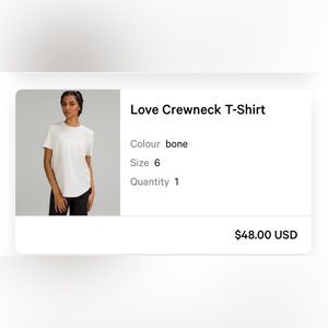 Lululemon Love Crewneck Tshirt. Size 6.